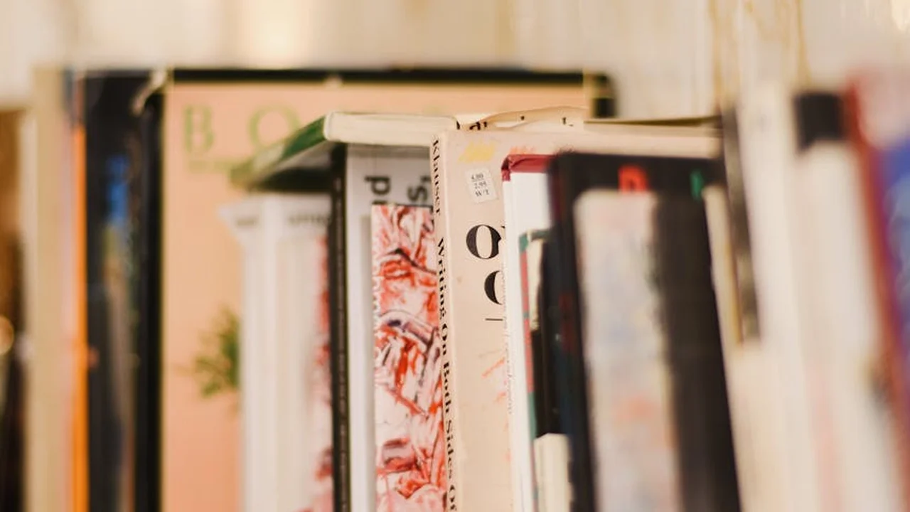 Blurred bookshelf filled with colorful YA novels, suggesting a collection of coming-of-age summer reads.