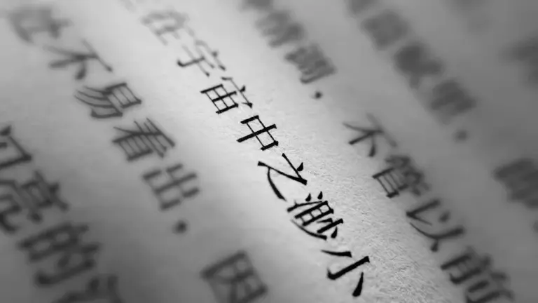 Close-up photograph of printed Chinese characters on a page